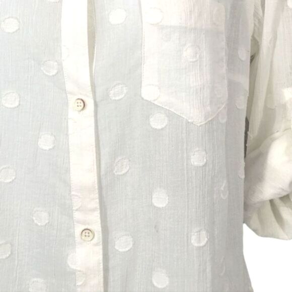 NEW Anthro Trovata Birds of Paradise Embroidered Dot Button Down Shirt Size S - Picture 8 of 13